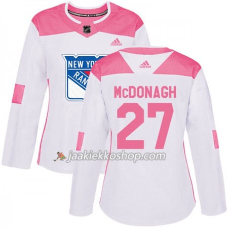 Nainen NHL New York Rangers Pelipaita Ryan McDonagh 27 Adidas 2017-2018 Valkoinen Vaaleanpunainen Fashion Authentic